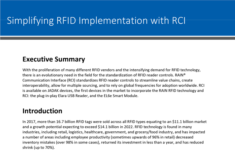 Simplifying RFID Implementation with RCI - JADAK whitepaper