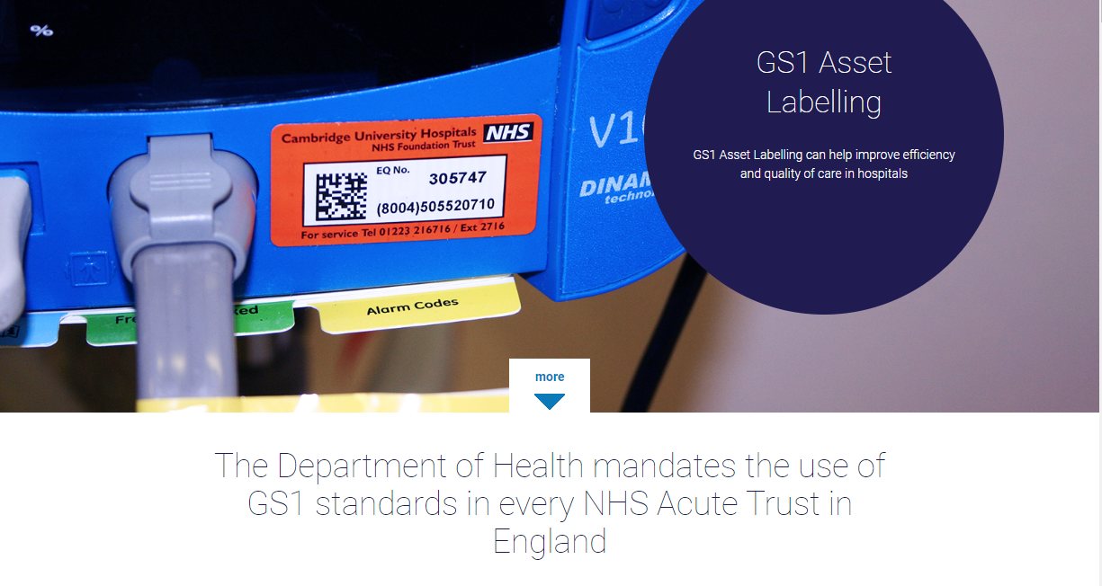 The Department of Health mandates the use of GS1 standards in every NHS Acute Trust in England
