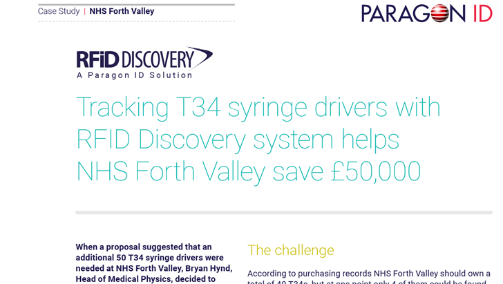Tracking T34 syringe drivers with RAIN RFID Discovery system helps NHS Forth Valley save £50,000